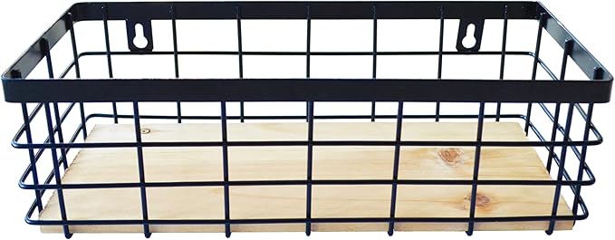 ShabbyDecor Small Metal Wire Basket Detachable Wood Base Storage Organizer Bathroom Counter Storage Organizer for Makeup, Per