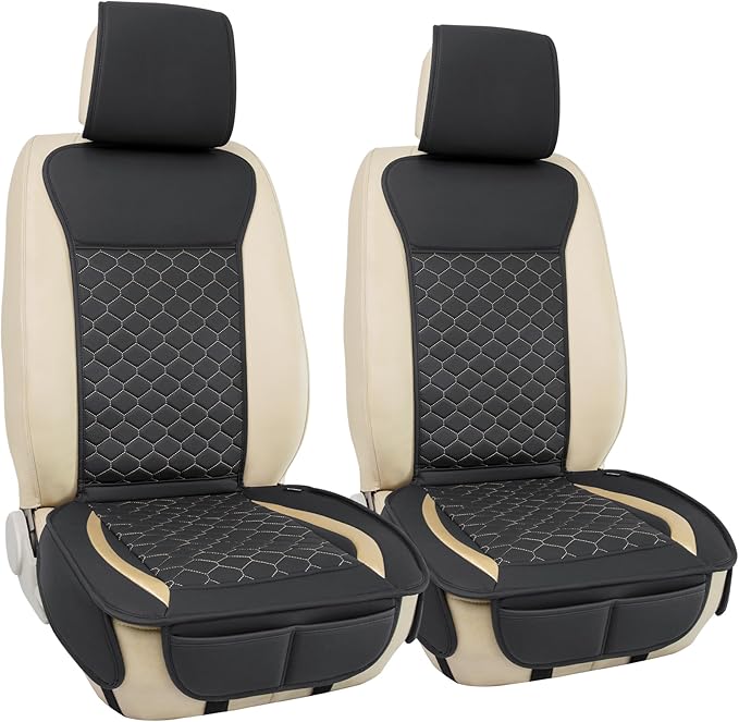 Elantrip 2PCs Front Car Seat Covers Leather Car Seat Protector Universal fit for Most Cars SUVs and Trucks Water Proof Seat P