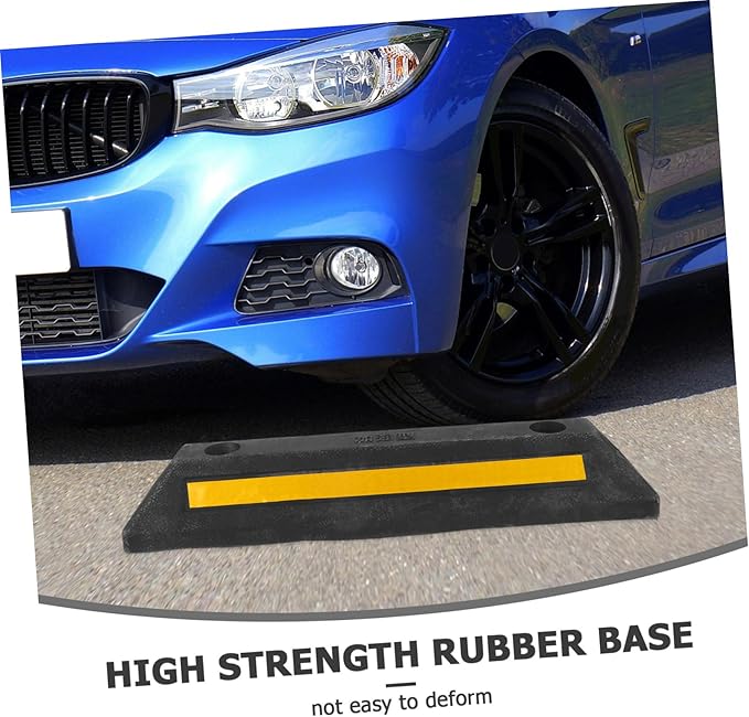 Heavy-Duty Rubber Parking Guide Stopper Reflective Garage Car Stopper for Driveway Compact Slip Design Vehicle Parking Block for Garage Accessory