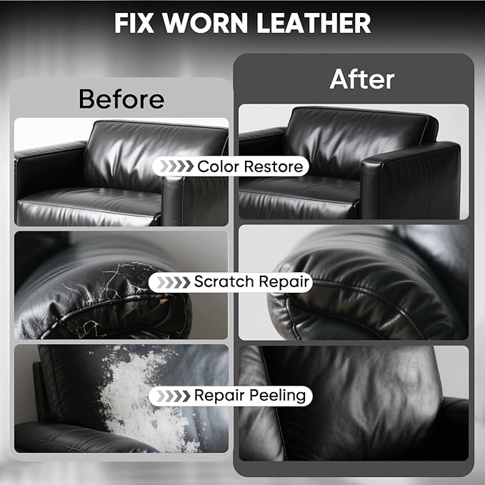 Leather Recoloring Balm - Scratch Repair & Color Restore Kit for Faded Leather, Leather Couch & Car Seats - 12OZ Leather Rest