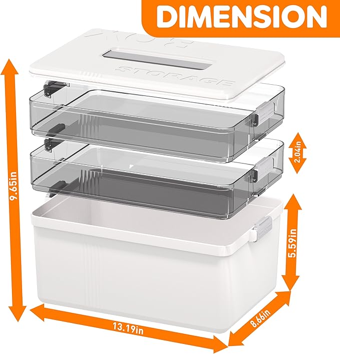 Citylife 3-Tier Medicine Cabinet Organizer,Medicine Cabinet First Aid Kit with Handle,Portable Multi-Purpose Storage Box Suit