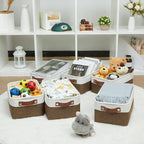 HNZIGE Small Fabric Storage Bins (6 Pack) - Foldable Decorative Baskets with Handles, Empty Gift Baskets for Storage (Brown &