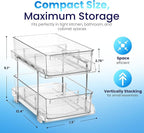 Masirs 2-Tier Clear Pull-Out Drawer Organizer - Sleek, Compact & Sturdy Makeup and Closet Organizer - Easy Assembly Kitchen S