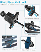 woleyi Car Vent Tablet Mount, Air Vent Clip Tablet Holder for Car with Adjustable Metal Hook Clamp, Compatible with iPad Pro/Air/Mini, Galaxy Tabs/Z Fold, iPhone, More 4.7-13" Cell Phones and Tablets