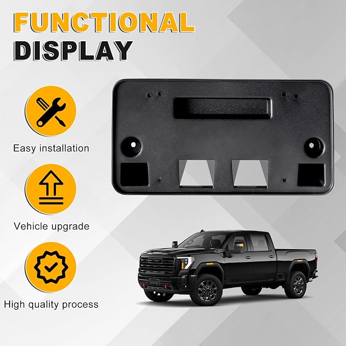Front Bumper License Plate Frame Bracket Compatible with GMC Sierra 2500 HD 3500 HD 2020 2021 2022 2023, Black License Frame 