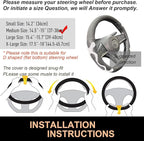 PINCTROT D Shaped Comfy Grip Steering Wheel Cover, Anti-Slip Design, Flat Bottom 14.5-15 Inch(Silicone White)
