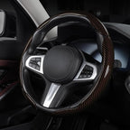 Carbon Fiber Steering Wheel Cover, Snap on Car Steering Wheel Cover Set Accessories 3pcs Wrap Grip Non Slip Protector Universal Glossy Brown