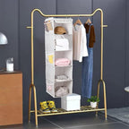 BrilliantJo 5 Shelves Hanging Closet Organizer, 2 Pack Hanging Storage with 6 Side Pockets for Clothes Shoes, 43"x12"x12"(Str