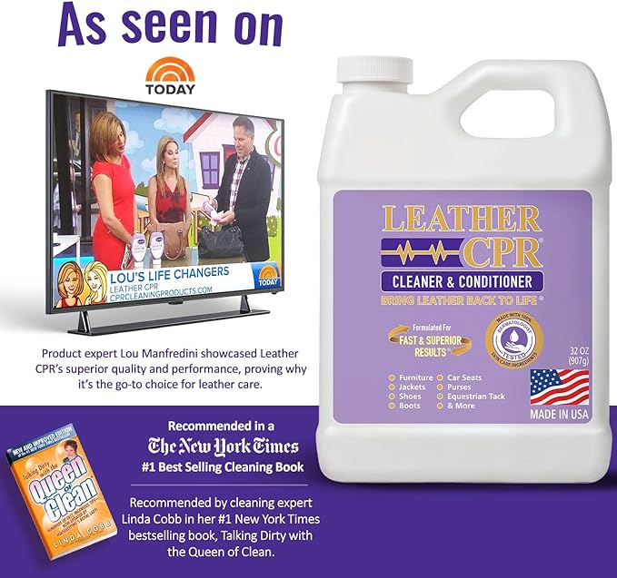 Leather CPR Leather Cleaner And Conditioner - Cleans, Conditions, Restores & Protects Leather Furniture, Handbags, Car Seats,