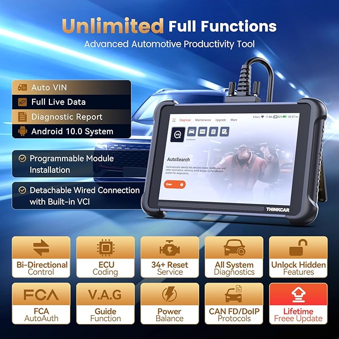 THINKCAR THINKSCAN 689 OBD2 Scanner, Bidirectional Scan Tool with Lifetime Free Update, 34+ Reset, 3000+ Active Test, ECU