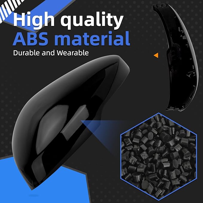 Driver Side Mirror Cover Replacement for Honda Civic 2022-2024, Civic Si Sedan 2022-2025, Civic Type R Hatchback 2023-2025 - Left Side Mirror Covers, Rear View Mirror Cap Black, With Lamp