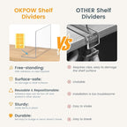 OKPOW Shelf Dividers for Closet Organization: 8 Pack Durable Clear Acrylic Divider Organizer for Shelves - Vertical Adjustabl