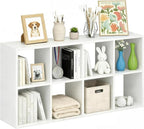 8-Cube Storage Organizer Shelf, Open Cube Bookshelf, Reversible Bookcase, Sturdy Modern Storage for Home Office, Bedroom, Liv