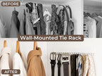 StorageWorks Tie Rack with 20 Hooks, 2-Pack Wall-Mounted Wooden Hangers for Neckties, Belts, Hats, White