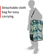 TMZ Heavy-Duty Foldable Shopping Cart with Removable Insulated Bag & Hooks - Lightweight 110 lbs Capacity Grocery Luggage Cart for Market, Travel, Laundry (Tropic Style)