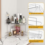 FOLLOWIN 2 Tier Bathroom Countertop Corner Organizer,Countertop Perfume Tray,Vanity Counter Shelf,Skincare Makeup Cosmetic Va