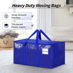 16 Pack Extra Large Heavy Duty Moving Bags, Blue Storage Bins with Lids, Reinforced Handles & Heavy-Duty Zippers Moving Boxes