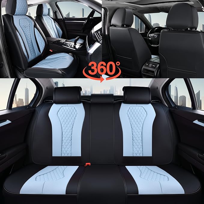 Coverado Auto Seat Covers, Car Seat Covers Full Set, Blue Car Seat Cover, Driver Seat Covers Front Seats Rear Seat Cover, Lux