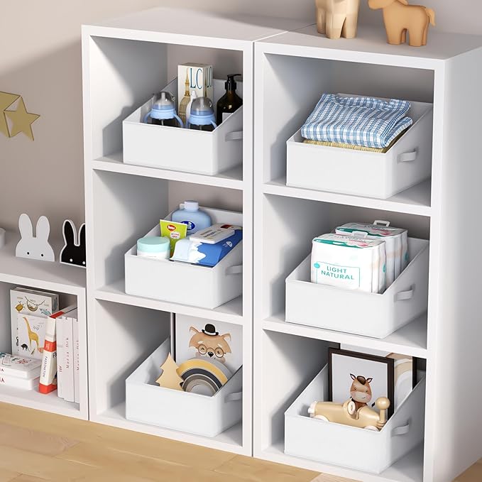 DIMJ Closet Storage Bins 6 Pack - Fabric Trapezoid Organizer Bin, Foldable Storage Baskets for Shelves, Closet Shelf Organize