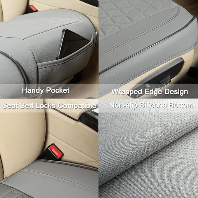 Black Panther Luxury Faux Leather Car Seat Cover for Front Bottom Seat, Anti-Slip and Wrap Around The Bottom, Fits 95% of Veh