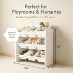 Humble Crew 9-Bin Toy Organizer – Cambridge White Plastic Bins, 3-Tier Storage Solution for Kids' Playrooms and Nurseries