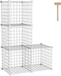 C&AHOME Wire Cube Storage, 4-Cube Storage Organizer Metal, C Grids Storage Bins Shelving, Modular Bookshelf Shelf, Closet Cab