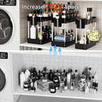 3 Pack Under Sink Organizers and Storage, 2 Tier Bathroom Cabinet Organizer Shelf with Hanging Cups for Kitchen & Bathroom (B