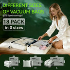 Vacuum Bags for Travel - USB Electric Pump, 18 Pack Carry-on Size Vacuum Seal Bags for Clothing - Space Saver Vacuum Storage 