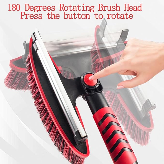 42" Car Snow Brush & Ice Scraper Red Snow Brush for Car Extendable, Upgraded Heavy Duty Pivoting Snow Broom for SUV Trucks Windshield Snow Cleaning