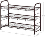 SONGMICS Shoe Rack, 3 Tier Shoe Organizer for Closet, Holds up to 12 Pairs of Shoes, Shoe Rack for Front Door Entrance, Metal
