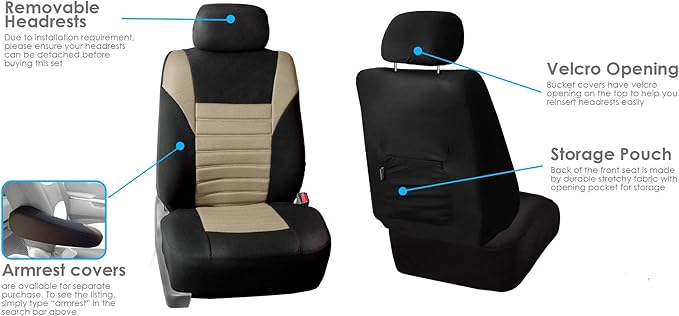 FH Group Car Seat Cover Rear Set Striking Striped Car Seat Covers with Rear Split Bench, Universal Fit Interior Accessories f