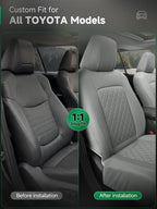 GIANT PANDA 2PCS Front Car Seat Cover for Toyota Rav4 Camry Highlander Corolla Prius Corolla Cross Venza Avalon, Faux Leather