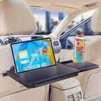 Car Steering Wheel Tray Multi-Functional Back Seat Headrest Tray Black Car Desk for Laptop Working Writing Eating Food Drinking with Extended Drawer