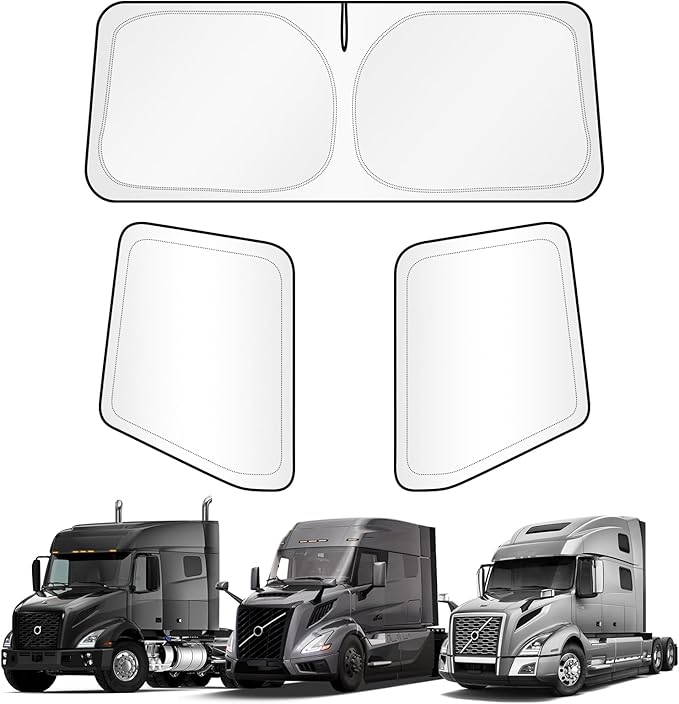 KUST Full Coverage Window Shades for Volvo VN/VNL 2002-2025, VNR/VAH/VNX 2020-2025 Accessories, Window Cover UV Block Privacy Protection Keep Your Car Cool Easy Install Full Set 3PCS