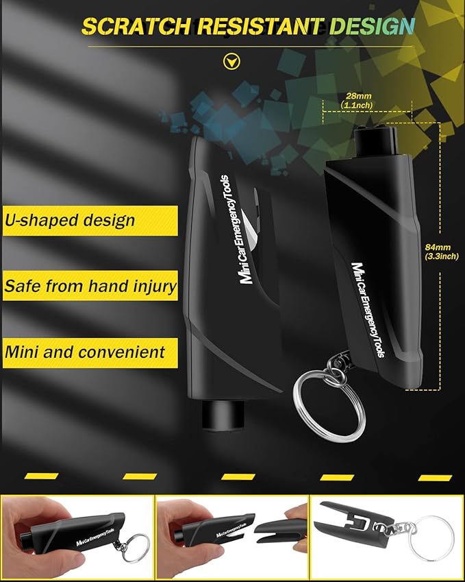 YONGMING Car Window Breaker Seat Belt Cutter, Glass Breaker Emergency Self Rescue Tool,Pack of 2