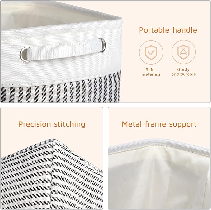 Kntiwiwo Foldable Storage Bin Collapsible Fabric Storage Basket Cube with Durable Handles Closet Organizer Bins for Organizin