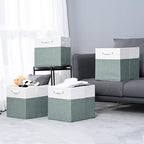 FinishingBo 13 x 13 Inch Fine Linen Storage Bins with Handles，Fabric Cube Boxs，Basket Organizers for Shelves for Home, Closet