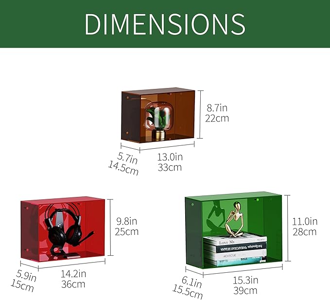 Acrylic Floating Shelves for Wall, Wall Mounted Cube Shelf for Bedroom Living Room Bathroom Hanging Shelf for Storage (Colore
