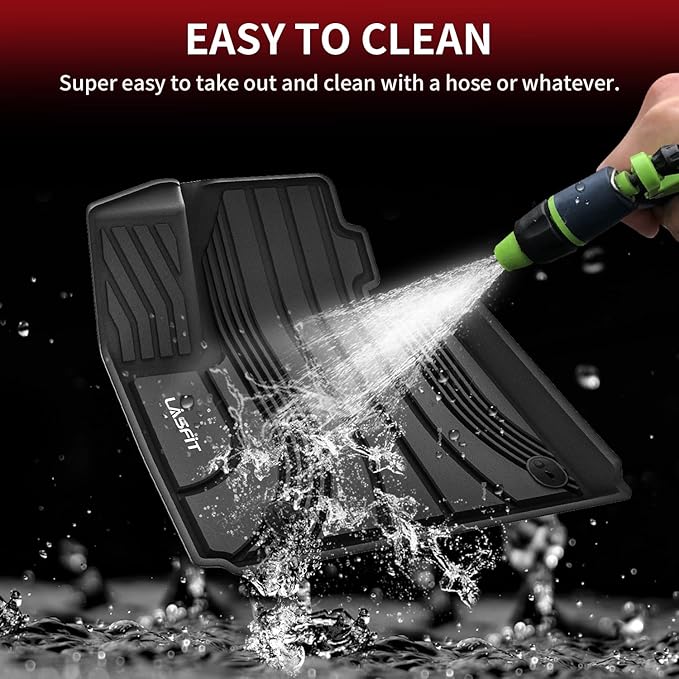 LASFIT Floor Mats for Hyundai Santa Fe Hybrid PHEV 2021 2022 2023 (Only Fit Hybrid & PHEV, Not Fit Gas) All Weather TPE Custom Fit Car Floor Liners 1st & 2nd Row Mats Accessoires, Black