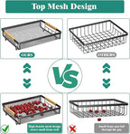 Giwil 3 Tier Countertop Fruit Mesh Basket for Kitchen, Vegetable Storage Bread Fruit Bowl Stand with 2 Banana Hooks, Wall Mou