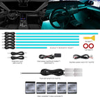 RGB Acrylic Interior Car LED Strip Light with Wireless APP, 10 in 1 with 175 inches 593 LEDs Neon LED Strip Light, 16 Million Colors Dynamic Music Sync Car Ambient Lighting Kits