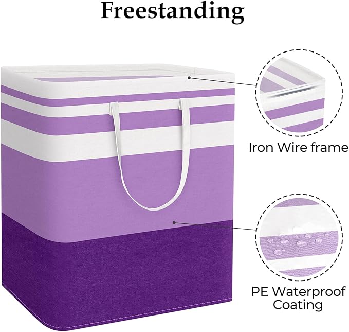 StorageRight Large Collapsible Laundry Basket Hamper with Easy Carry Handles，Freestanding Clothes Hampers for Laundry, Bedroo