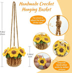 Crochet Car Air Freshener, 15ml Empty Refillable Oil Diffuser Bottle with Hanging Crochet Sunflower for Car Rearview Mirror D