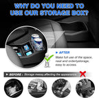 Autorder Lower Center Console Organizer for 2024-2026 Kia EV9 Accessories Bottom Center Console Insert Tray with Cup Holder Storage Box