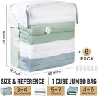TAILI 6 Pack Vacuum Storage Bags, Extra Large Cube (40x28x18x18 Inch), Supe Jumbo Vacuum Seal Bags for Comforters, Blankets, 