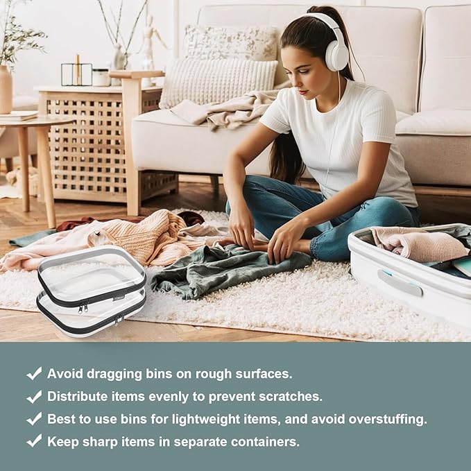 YQBRAO Hard Sided Clear Zipper Case for Storage- Professional-Grade Plastic Clear Zipper Pencil Case,Toy Storage Bins, Toilet