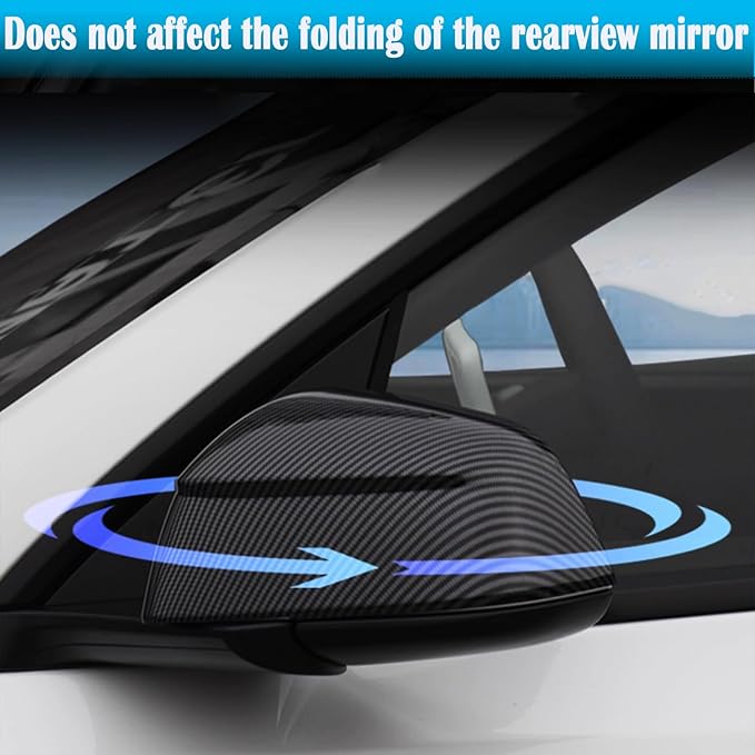 YHCDSEA Rearview Mirror Guard Cover for Tesla Model Y Juniper, Side Mirror Cover Exterior Accessories fit for Model Y Juniper 2025 2026 (Glossy Carbon Fiber Pattern)