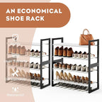 8-Tier Tall Shoe Rack, Stackable Zero-Wobble Metal Frame with Screw-Fastened Joints, 11.8" Deep Heel-Friendly Non-Woven Shelv