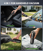 Car Vacuum Portable Cordless Handheld Vacuum Cleaner 4-in-1 Mini Cordless Vacuum with 2 Suction Modes and 16800pa Suction Pow