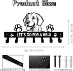 Golden Retriever Key Holder, Dog Leash Holder for Wall with 7 Hooks, Black Decorative Small Key Hanger for Entryway&Front Doo